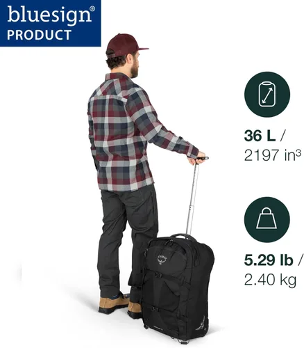 Miniatura 2 de Osprey Farpoint - Paquete de viaje con ruedas para hombre, 36 L, color negro