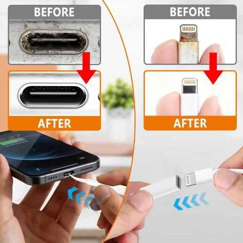Miniatura 4 de Kit de limpieza de teléfono celular, kit de limpieza para iPhone para puerto de carga, kit de limpieza de teclado para Airpods/Android/USB Blanco