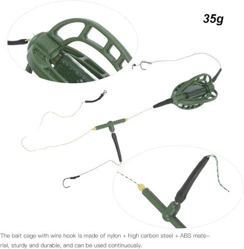 Miniatura 2 de plplaaoo Comedero de pesca de carpa, cesta de trampa de pesca, dispositivo de anidación de carpa de acero al carbono, bobina de alimentador de pesca