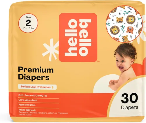 Miniatura 60 de Pañales Hello Bello, talla 4 (22-37 libras) Flower Child, 21 unidades de pañales desechables premium para bebé, hipoalergénicos con sensación suave