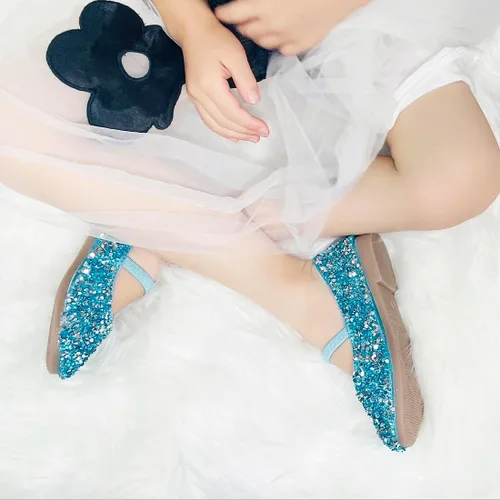 Miniatura 5 de YIBLBOX Girls Dress Shoes Mary Jane Flats Princess Dresses for Girls Ballet Flats Glitter Shoes Flower Girls Shoes