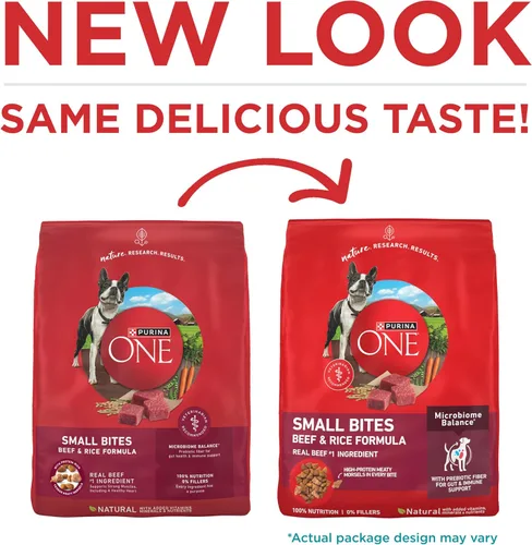 Miniatura 2 de Purina ONE Small Bites Fórmula de ternera y arroz, alimento seco natural para perros pequeños con alto contenido en proteínas, con vitaminas
