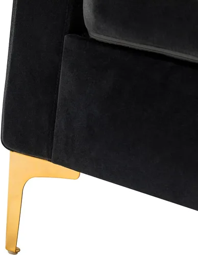 Miniatura 10 de HULALA HOME Silla de club de acento de terciopelo, sillón de terciopelo moderno tapizado de club con patas de metal dorado de mediados de siglo