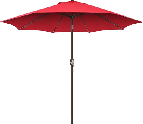 Miniatura 9 de Sombrilla de patio de 7.5 pies/9 pies, sombrilla de piscina con protección UV con poste resistente, sombrilla para exteriores con botón