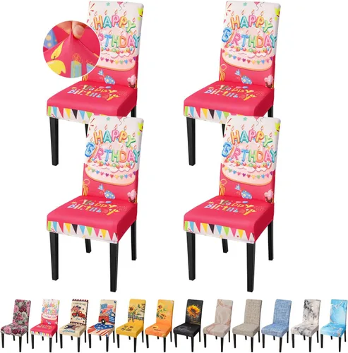 Miniatura 13 de JQinHome Juego de 8 fundas para sillas de comedor, fundas de alta elasticidad extraíbles y lavables, fundas protectoras de asiento para silla