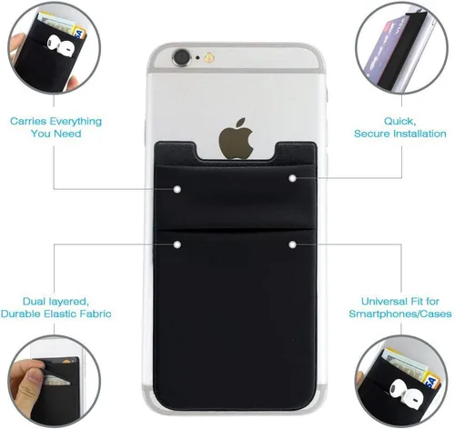 Miniatura 6 de Hoblaze Funda elástica para tarjetas de crédito, con bolsillo para tarjetas de crédito, funda adhesiva 3M, compatible con teléfonos inteligentes