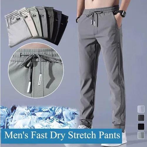 Miniatura 3 de Pantalones elásticos de secado rápido para hombre, de seda de hielo, transpirables, de secado rápido, pantalones de trabajo de pesca, para correr