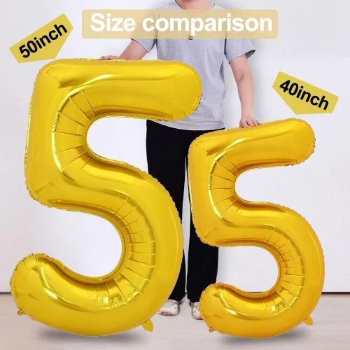Miniatura 3 de TONIFUL Globos grandes de 50 pulgadas con números dorados del 0 al 9, globo digital grande de Mylar número 5 digital cinco para fiestas