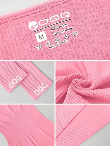 Miniatura 6 de OQQ Vestidos de 2 piezas para mujer, sexy, acanalado, manga larga, cuello cuadrado, mini vestido