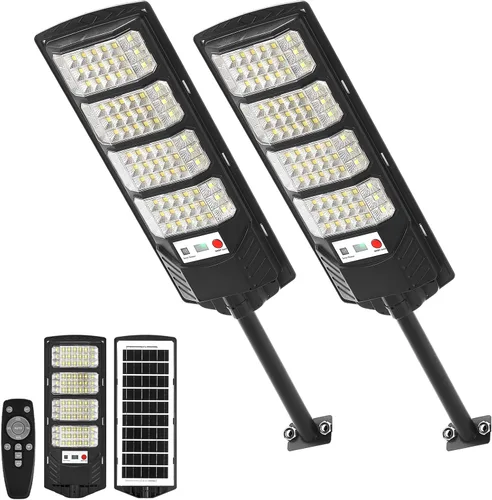 Luz Solar de Calle al Aire Libre Impermeable, Luz Solar con Sensor de Movimiento, Luz LED Solar del Atardecer al Amanecer para Inundación de JZ4-2PC