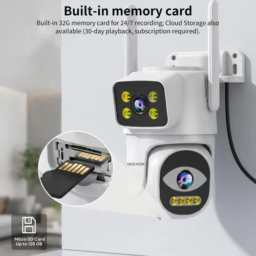 Miniatura 8 de Cámaras 4G de doble lente para seguridad del hogar, cámara inteligente de seguridad panorámica/inclinable, para exteriores/interiores, visión