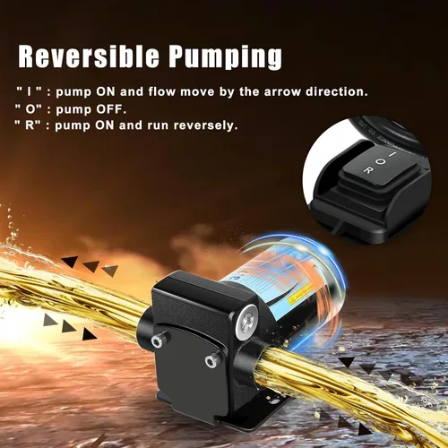 Miniatura 6 de 12V CC Bomba de transferencia de combustible/gasolina con cables de conexión, bomba reversible mejorada, protección térmica, control de interruptor