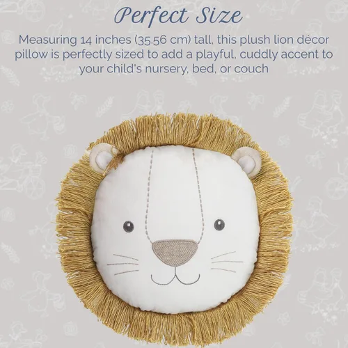 Miniatura 3 de MON AMI Leopold Lion Almohada Decorativa – 14" Almohada de Peluche de Animal de Peluche para Abrazar, Cojín Decorativo para Guardería Infantil