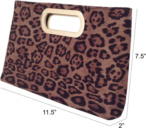 Miniatura 2 de JNB Embrague de leopardo pequeño con asa superior de ante sintético