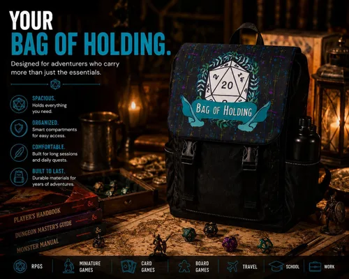 Miniatura 8 de Mochila DND Bolsa de viaje RPG de mesa para jugadores de D&D y maestros de mazmorras Almacenamiento de dados, laptop y bolsa de libros