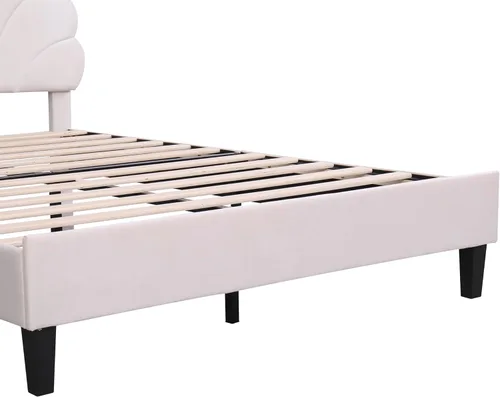 Miniatura 7 de Harper & Bright Designs Base de cama tapizada de tamaño Queen con cabecera de terciopelo con patrón de flores para niños, niñas, niños y adultos