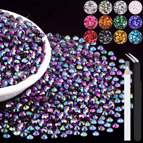 Miniatura 71 de 12000 diamantes de imitación de resina de 0.079 pulgadas a granel para manualidades (transparente), cristales deslumbrantes con parte trasera plana