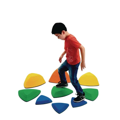 Miniatura 2 de Excellerations Primary River Stones - Juego de 18 piedras antideslizantes en cuatro alturas graduadas para juego activo, ligero y apilable