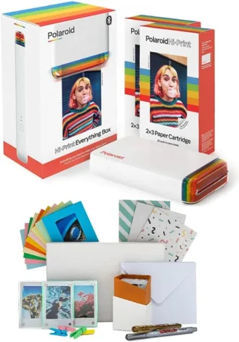 Polaroid Originals Hi-Print Paquete de impresora fotográfica Bluetooth con cartucho (paquete de 2) y kit de película con marcos acrílicos, marcos