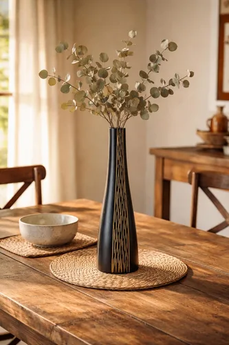 Miniatura 3 de AeraVida Decoración contemporánea con rayas de árbol de mango de madera en forma de botella