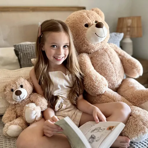 Miniatura 3 de Tezituor Oso de peluche grande con bebé, oso de peluche grande de 39 pulgadas con bebé, oso de peluche gigante para niños, novia en el día