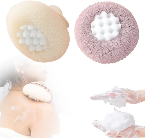 Miniatura 7 de Pelota de baño con ventosa de girasol súper suave, esponjas de baño 2 en 1 mejoradas 2 en 1 para mujeres en ducha, esponja con infusión de gel
