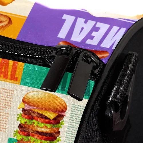 Miniatura 4 de Infographic Healthy Food and Fastfood Newspaper Sports Duffel Bag Travel Tote Carry on Weekender Gym Overnight Bag for Men & Women
