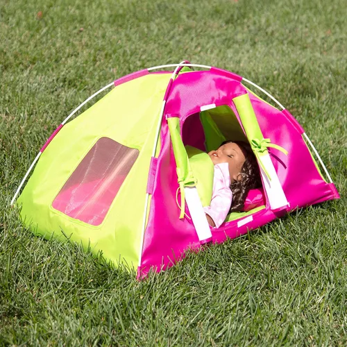 Miniatura 5 de Tienda de campaña para muñecas (juego de 3 piezas) – Incluye tienda de campaña XL, saco de dormir y almohada – Hecho a mano, accesorios premium
