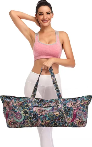 Miniatura 5 de IwIeIaIrI Bolsa para esterilla de yoga para mujeres con bolsillo grande y bolsillo con cierre, accesorios para regalos de yoga con correa de hombro