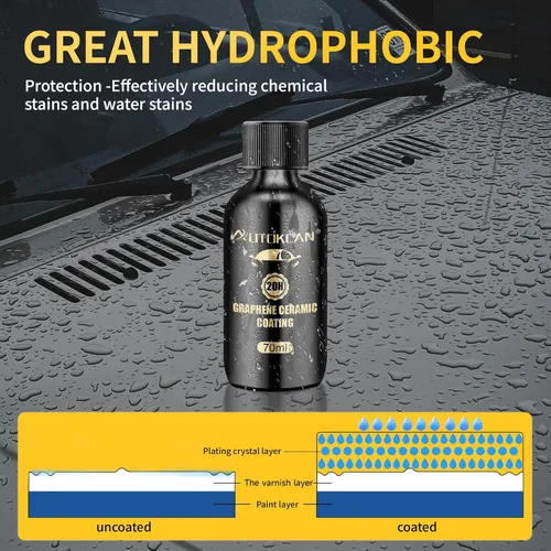 Miniatura 6 de Recubrimiento de cerámica de grafeno (70ml), kit avanzado de recubrimiento cerámico 20H para autos, nano recubrimiento de grafeno de alto brillo