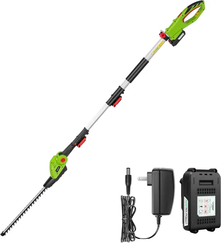 Miniatura 10 de VIVOSUN Cortasetos inalámbrico de 20", recortadora eléctrica de arbustos de 20V, recortadora de arbustos de 1400 RPM, hoja láser de doble acción