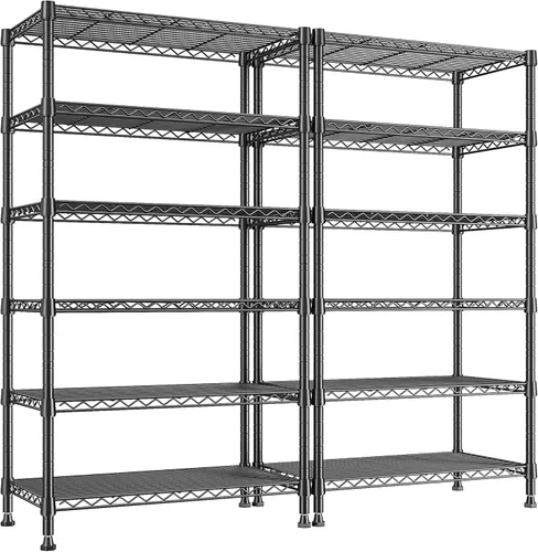 Miniatura 10 de REIBII Estantería de almacenamiento con ruedas de 1984LBS, estantería de alambre de 75.2"H, estantería de metal con ruedas y patas, estanterías