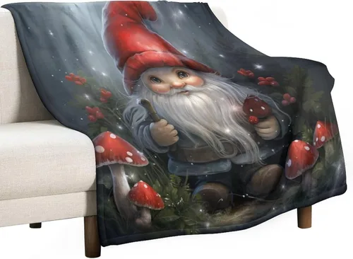 Miniatura 26 de Manta de Navidad de gnomo, manta de Navidad suave y cálida de 30 x 40 pulgadas, manta de franela cálida para cama, sofá, regalos para niños