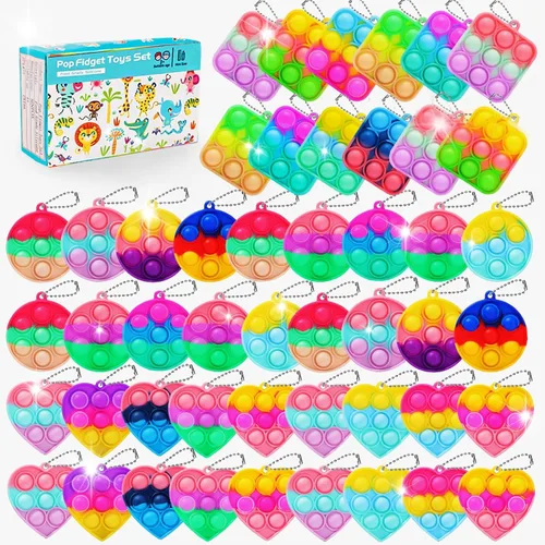 Miniatura 9 de 57 piezas de juguetes antiestrés para fiestas infantiles, paquetes de recuerdos de fiesta para niños y adultos, pequeños premios de aula, caja