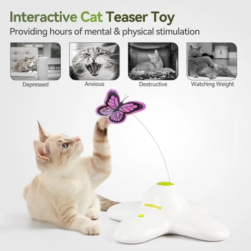 Miniatura 6 de ALL FOR PAWS 6-Pack Butterfly Refills for Interactive Cat Toy, Replacement Butterflies for Automatic Cat Spinner Toy, Durable Self-Play Butterfly