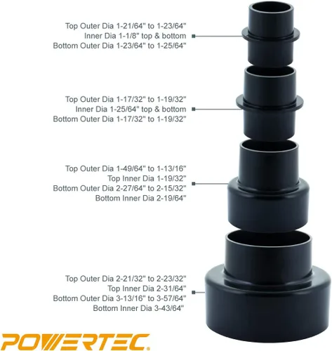 Miniatura 3 de POWERTEC 70297 Adaptador modular paso 4 en 1 - Compra accesorios de manguera para colector de polvo Vac