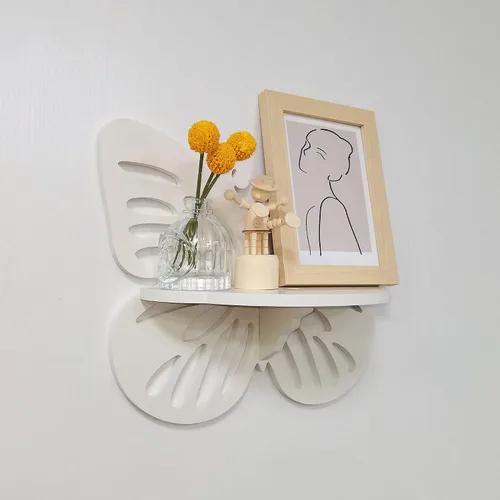 Miniatura 5 de Estante flotante Deor de pared con forma de mariposa, bonito estante de pared para habitación de niños, pequeño estante decorativo montado