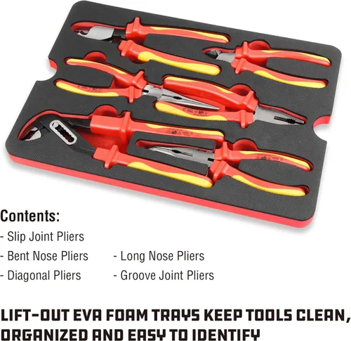 Miniatura 4 de Powerbuilt Juego de herramientas VDE para electricistas aislados de 50 piezas de 1000 V con estuche impermeable, 3/8 pulgadas Dr. Ratchet, 16 piezas
