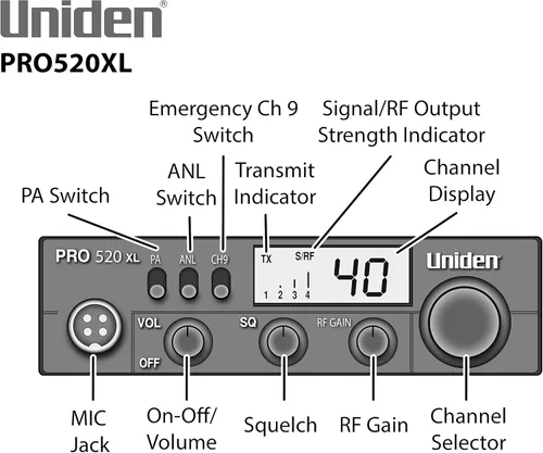 Miniatura 4 de Uniden PRO520XL Pro Series - Radio CB de 40 canales + kit de antena CB de acero inoxidable con montaje magnético de 24 pulgadas