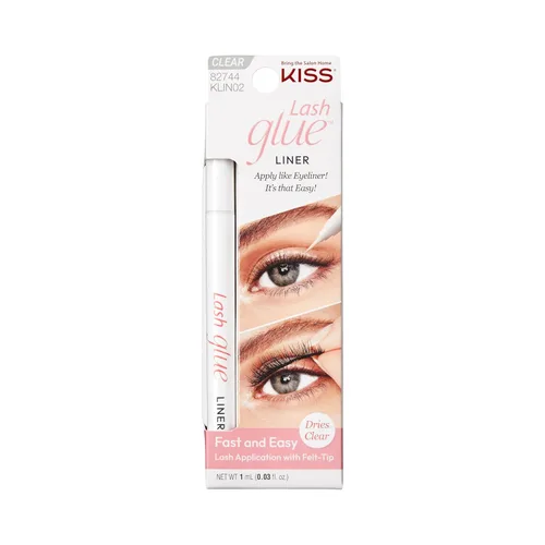 KISS Lash Glueliner, pegamento adhesivo para pestañas y delineador de ojos, 2 en 1 con punta de fieltro, incluye 1 lápiz adhesivo, uso de larga
