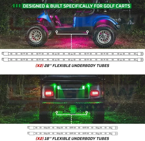 Miniatura 5 de LEDGlow Kit de iluminación de neón de 4 plazas LED de millones de colores con pozo de rueda y luces interiores para EZGO Yamaha Club Car