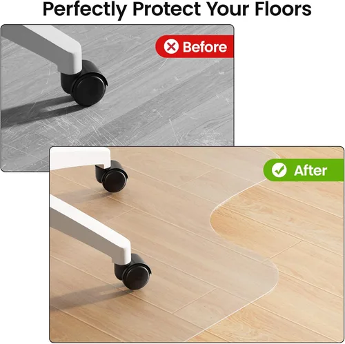 Miniatura 2 de DELAMU Tapete para silla de oficina para suelo de madera dura, 36 x 48 pulgadas, protector de suelo de PVC transparente para silla rodante