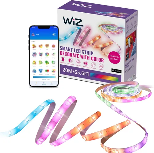 Miniatura 8 de Tira de luces LED WiZ Connected de 16.4 pies para tu hogar inteligente, luces LED multicolor fluidas, iluminación RGBIC que cambia