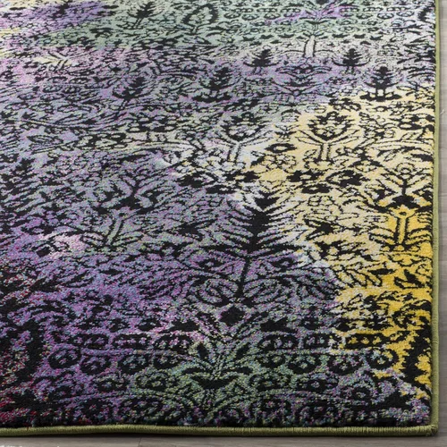 Miniatura 4 de SAFAVIEH Watercolor Collection - Alfombra para pasillo, 2.3 x 8 pies, amarillo claro y verde, diseño abstracto bohemio moderno, no desprende pelusa