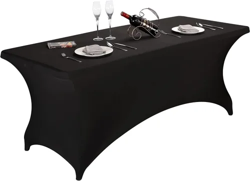 Miniatura 58 de LZY Cubierta de Mesa Elástica Ajustable de Spandex para Mesa Plegable de 6 pies, 4 pies o 8 pies, Mantel de Cóctel Rectangular, Perfecto para Champn