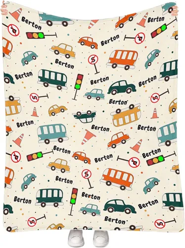 Miniatura 16 de Artsadd Manta personalizada con nombre, diseño de camiones monstruo, manta de bebé para niñas, niños pequeños, manta de cochecito recién nacido