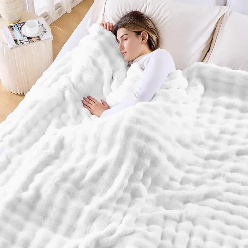 Miniatura 28 de NEWCOSPLAY Manta para Sofá Aqua Súper Suave de Franela Polar 3D Burbuja Ligera Manta de Cama para Uso en Todas las Estaciones (Aqua, Throw(50"x60"))