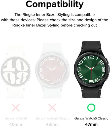 Miniatura 2 de Ringke Estilo de bisel interior [elegante marco de acero inoxidable] compatible con Samsung Galaxy Watch 6 Classic Case (1.772 pulgadas), protector