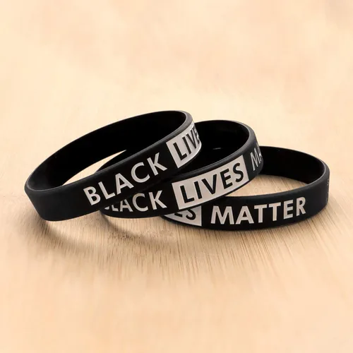 Miniatura 5 de Black Lives Matter pulsera de silicona pulseras de goma negro brazalete pulsera 10 piezas