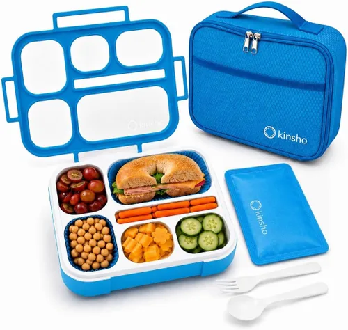 Miniatura 13 de Bento-Box - Juego de lonchera aislada y paquete de hielo. Loncheras, contenedores de bocadillos para niños, niñas y adultos. 6 compartimentos, cajas